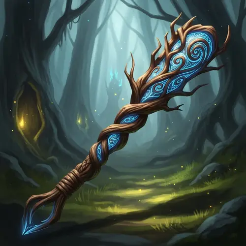 Mystical Oak Branch Fantasy Weapon | Enchanted Forest Art