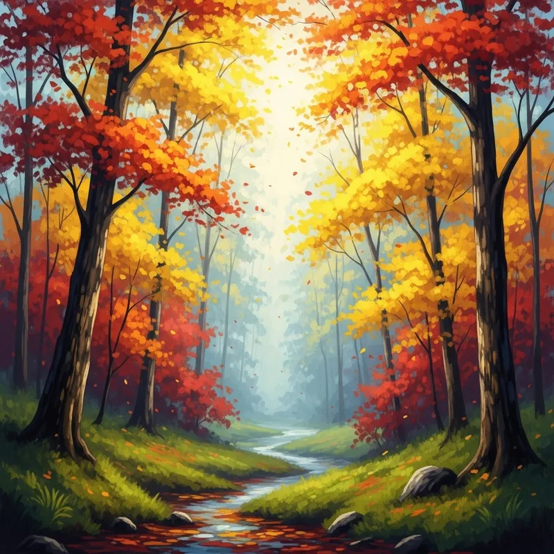 Mystical Forest in Vibrant Autumn Colors | Dreamy Landscape