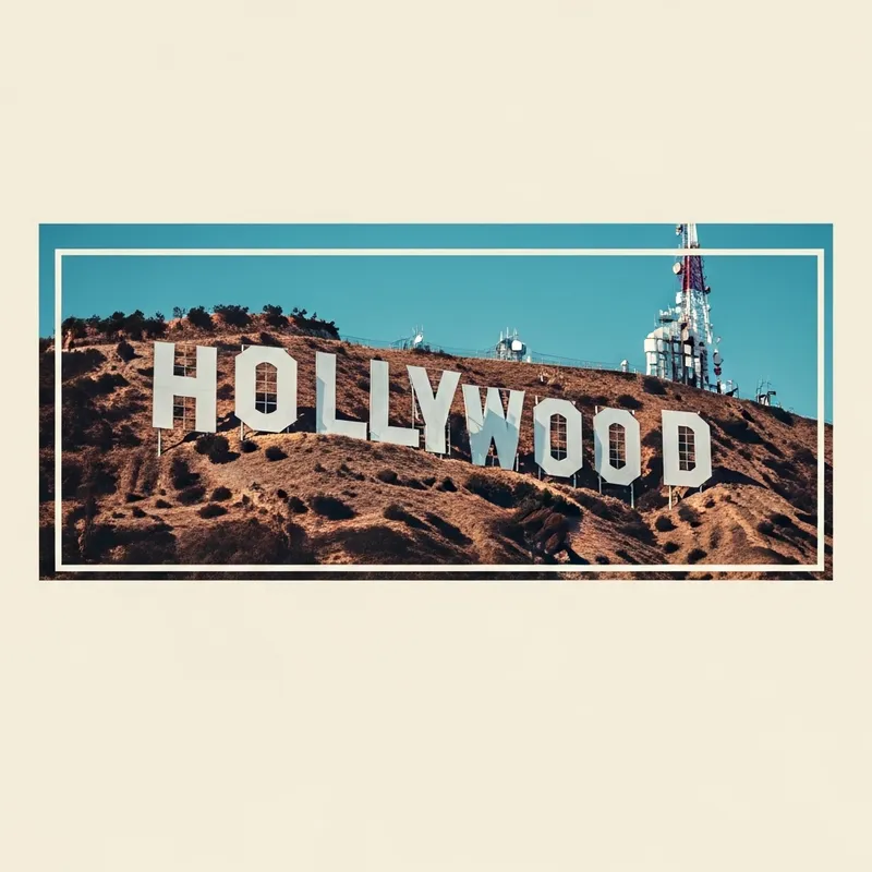 Hollywood Letters in Vintage Aesthetic Frame