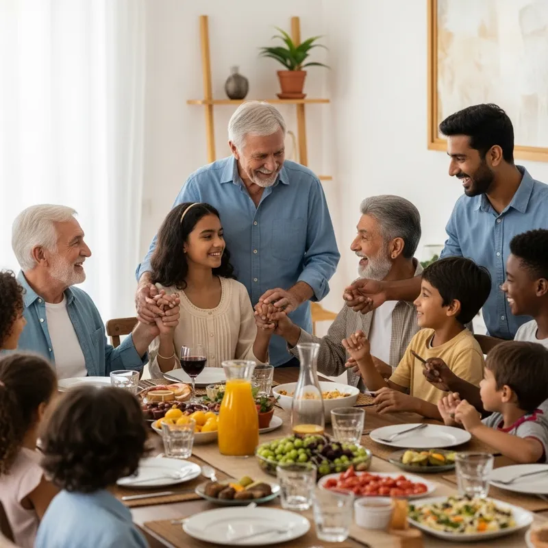 Warm Family Gathering with Diverse Desent Members