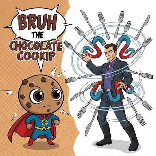 Meet Bruh the Chocolate Chip Cookie - Tiny Superhero Vs Utensil Magnet Villain