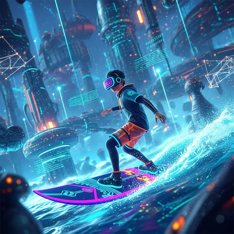 Surferkooky in the Metaverse: Neon-Colored Gear & Immersive Environment