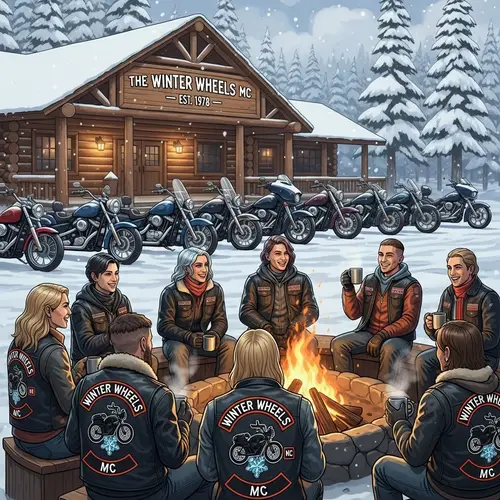 Diverse Biker Club Unity | Snowy Location Scene