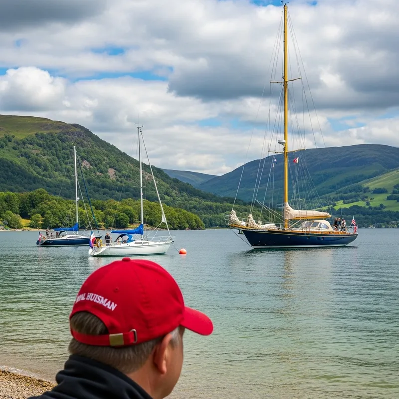 Duke of Glencora's Royal Huisman Sailboat Arrival at Windermere