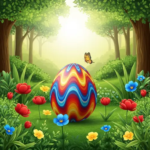 Lush Easter Egg in a Vibrant Garden | Festive Celebration