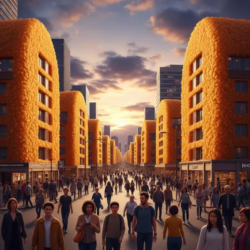 Golden Croquette Cityscape | Unique Imagery Sunset View