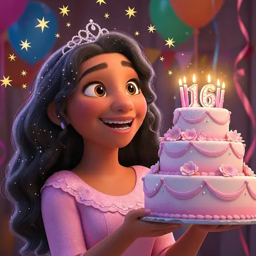 Birthday Princess: Charming Hispanic Girl Celebrating 16th Birthday
