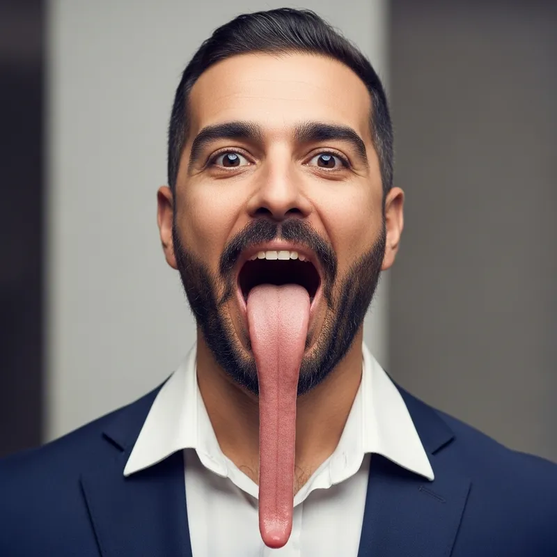 Middle Eastern Man with Unusually Long Tongue | Startling Image