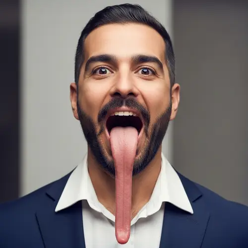 Middle Eastern Man with Unusually Long Tongue | Startling Image