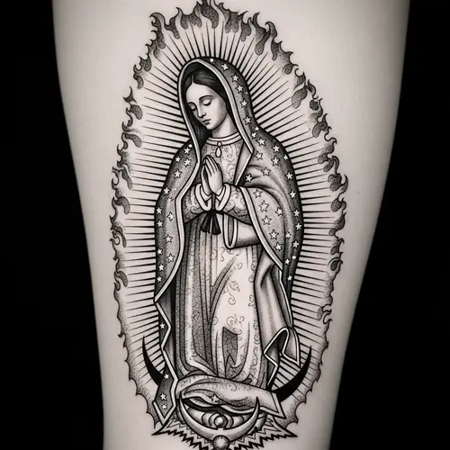 Stunning Virgen de Guadalupe Tattoo Design