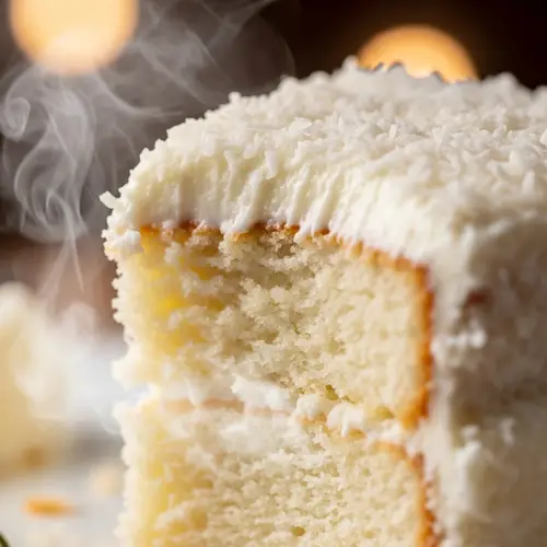 Fluffy Coconut Cake with Moist Texture and Vanilla Vapor