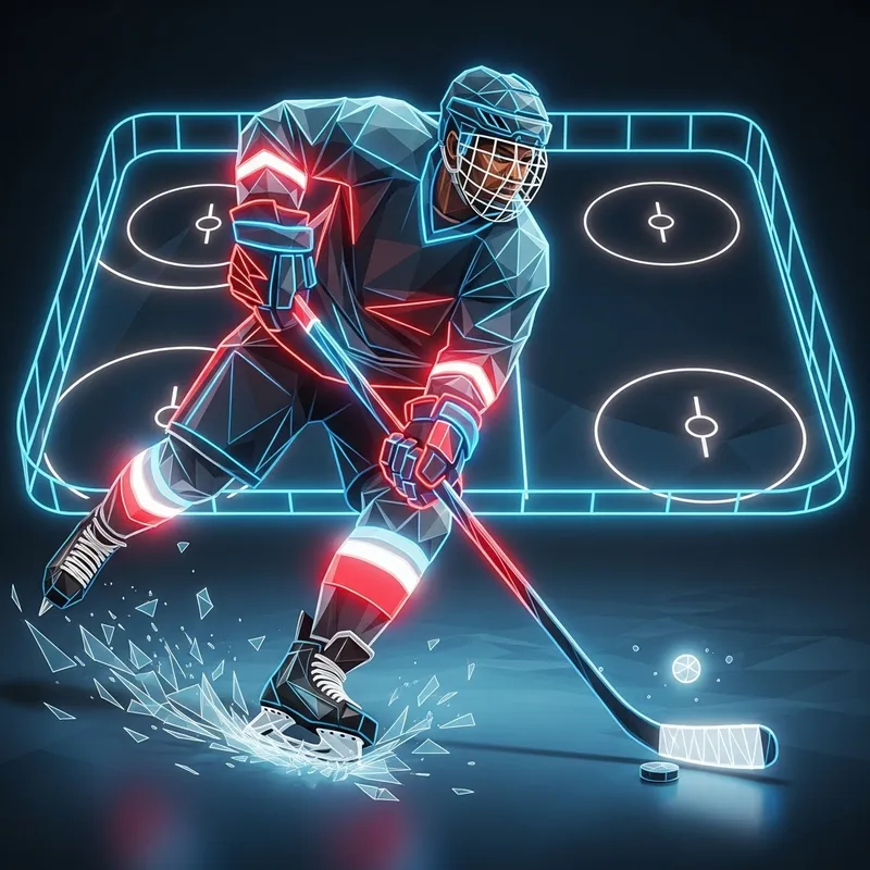 Neon Polygonal Hockey Player Design