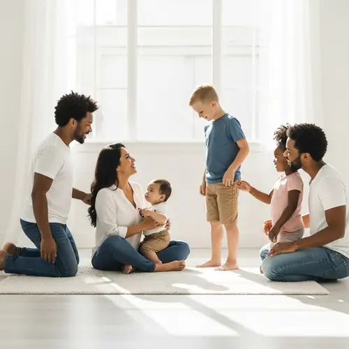 Multicultural Family Love in Minimalist Home | Heartwarming Photo