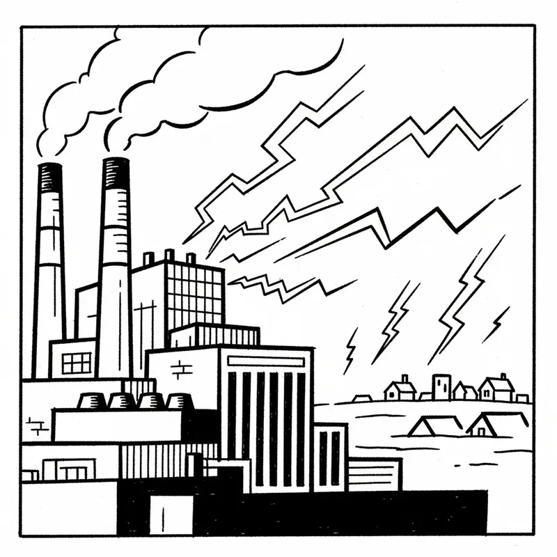 Power Plant Supplying Energy: A Child's Drawing