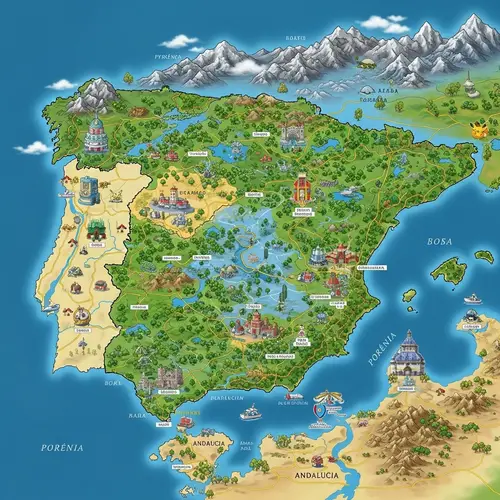 Pokemon-Inspired Map of Spain: Explore Fictional Cities and Legendary Landmarks