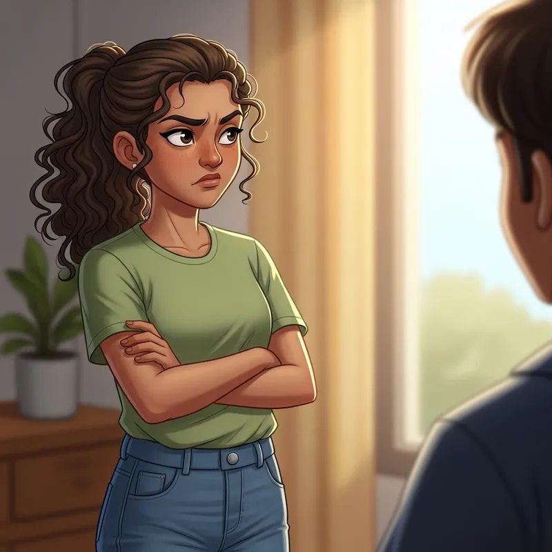 Jealous Girl in Sunlit Room