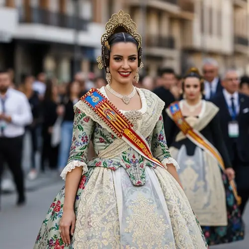 Traditional Fallera Costume in Valencia, Spain