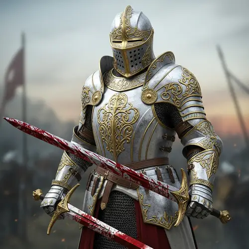 Knight in White Armor with Gold Accents