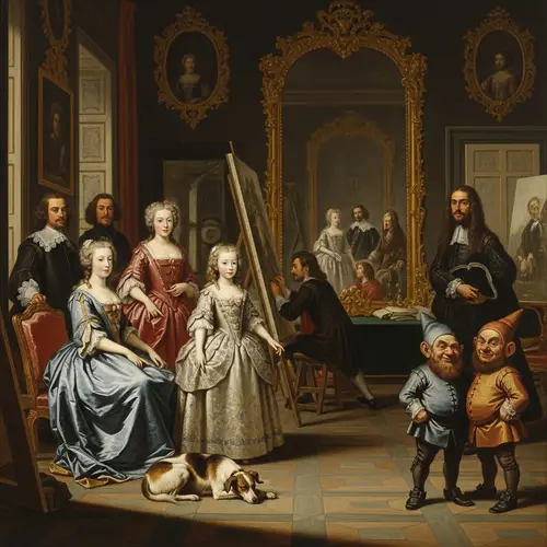 Baroque Style Oil Painting by Diego Velázquez | Detailed Interior