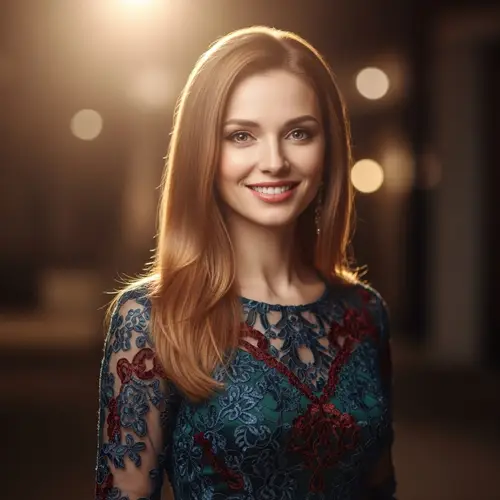 Elegant Woman with Radiant Smile and Intriguing Style