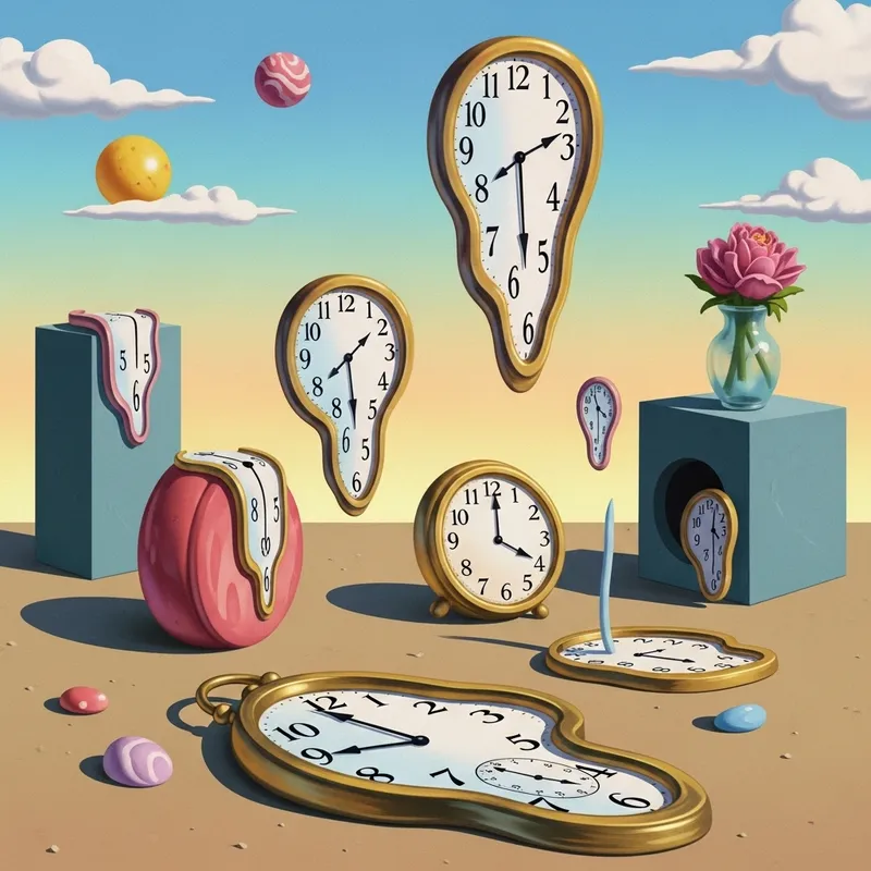 Ethereal Melting Time: Surreal Digital Painting Inspired by Dalí