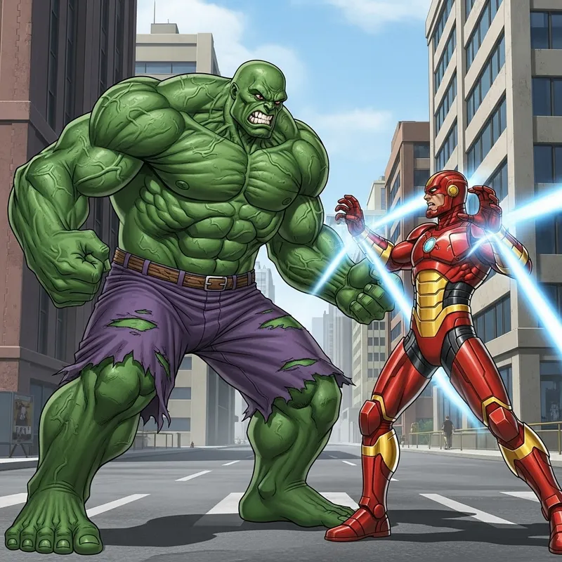 Hulk vs Iron Man: Epic Urban Battle of Giants
