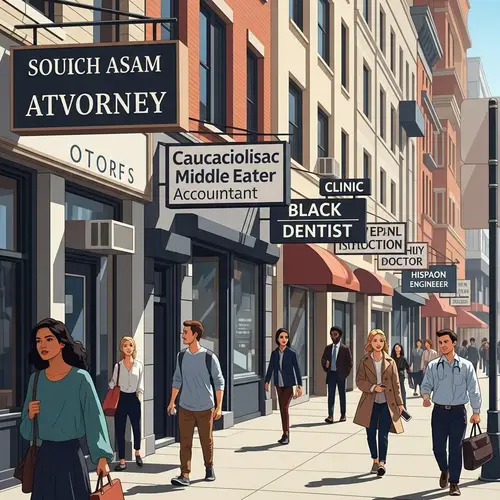 Diverse Professional Establishments on a Busy City Street