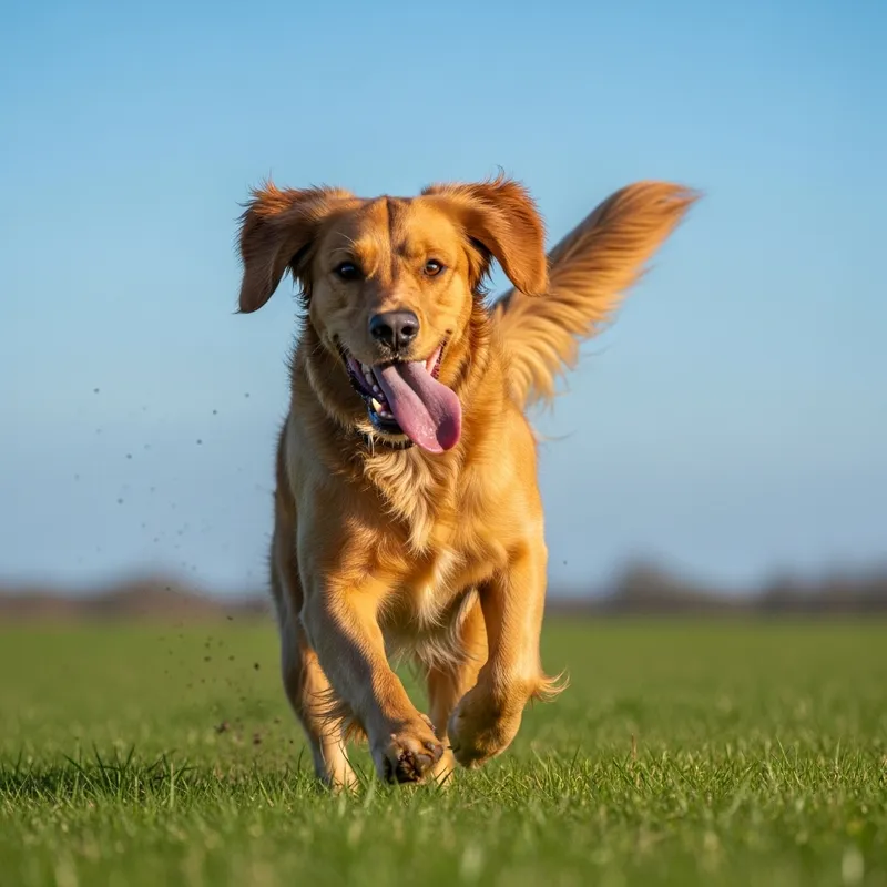 Happy Dog Frolicking in Green Meadow