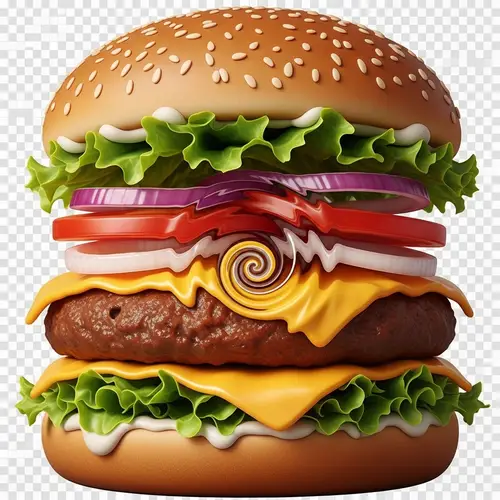 Abstract Cheeseburger Art - Surreal Ingredients Composition