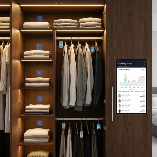 Smart Wardrobe with Advanced Sensors and Usage Metrics Tablet