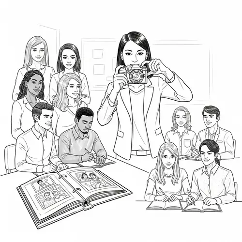 Captivating Classroom Sketch: Diverse Students Engaged in Active Learning