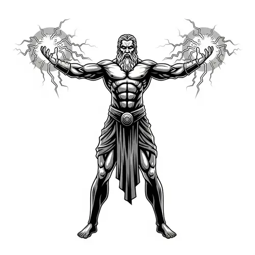 Powerful Mythological Deity Logo: Zeus-inspired Lightning Figure