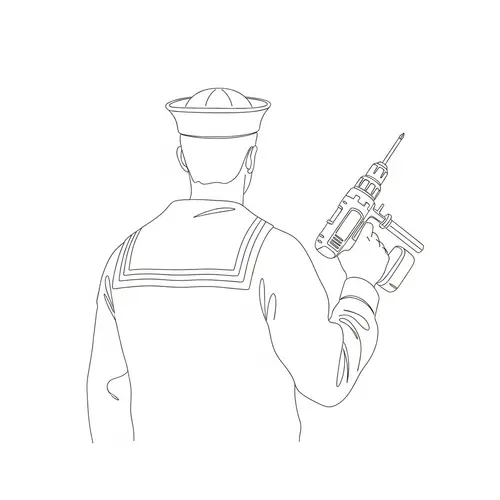 Sailor Contour Drawing in Black and White Lines