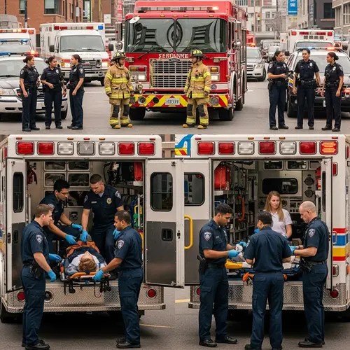Diverse Emergency Services in Urban Setting - First Responders in Action