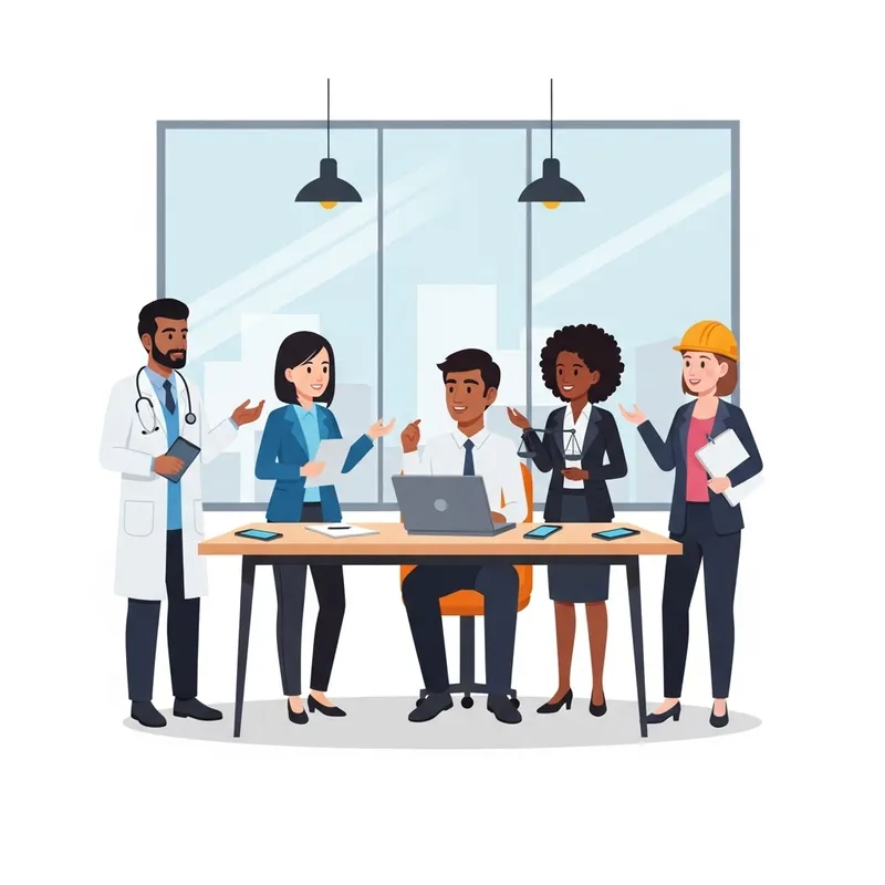 Diverse Group of Professionals Engaged in Lively Discussion