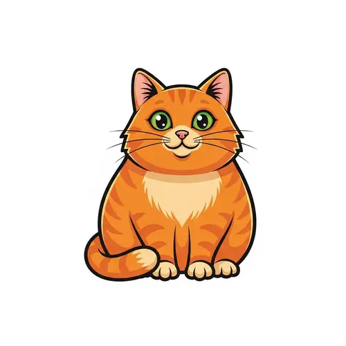 Charming Orange Chubby Cat Logo Design