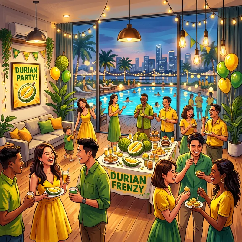 Vibrant Durian-Themed Party in a Modern Condo Vibrant Durian-Themed Party in a Modern Condo