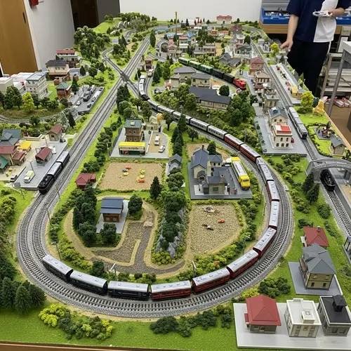 Intricate N Scale Model Train Layout: Urban and Rural Scenes