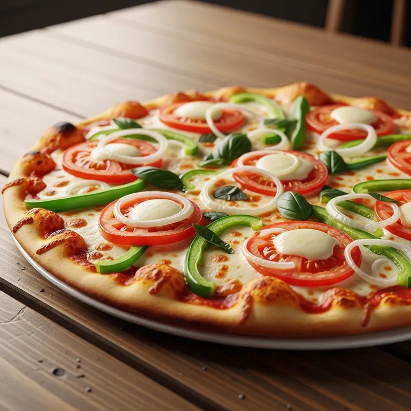 Delicious Veg Pizza Loaded with Cheese & Fresh Toppings Delicious Veg Pizza Loaded with Cheese & Fresh Toppings