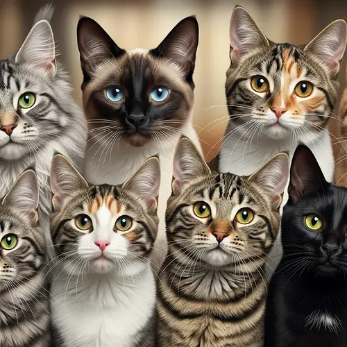 Diverse Group of Cats - Realistic and Vibrant Cat Renderings