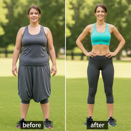 Successful Weight Loss Transformation of Caucasian Woman in 30s