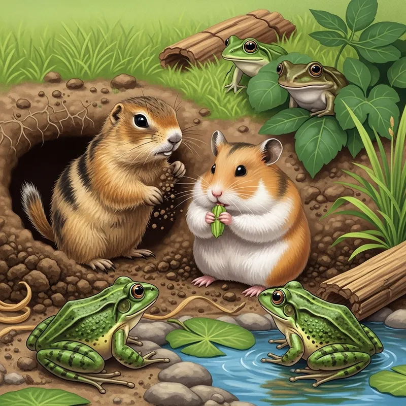Adorable Gopher, Hamster, and Frogs Wildlife Encounter