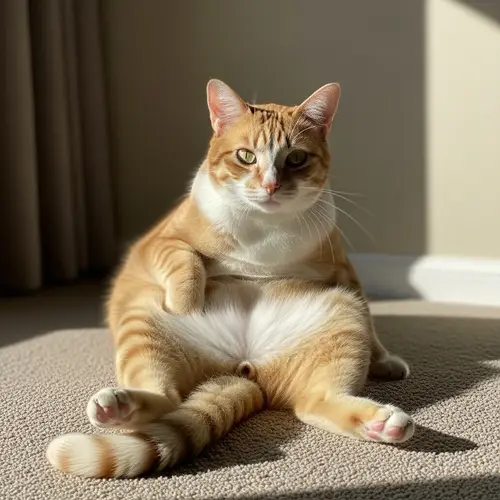 Serene Orange and White Domestic Cat Resting Lazily
