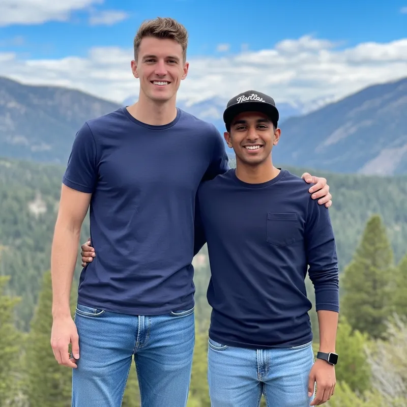 Two Brothers Smiling Outdoors | Diverse Siblings Photo