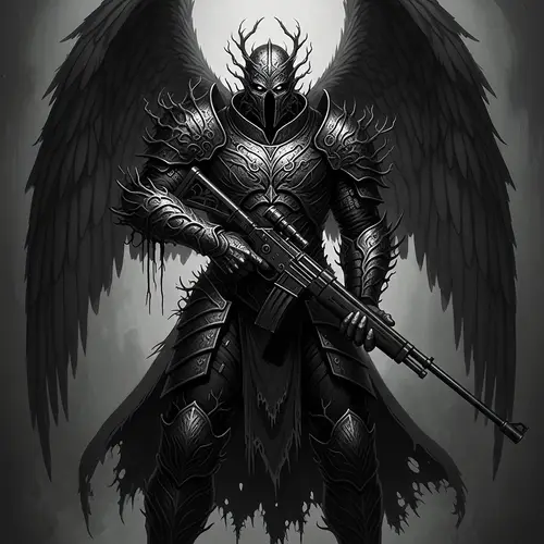 Mythic Villain with Organic Armor & Rifle | Dark Gothic Style