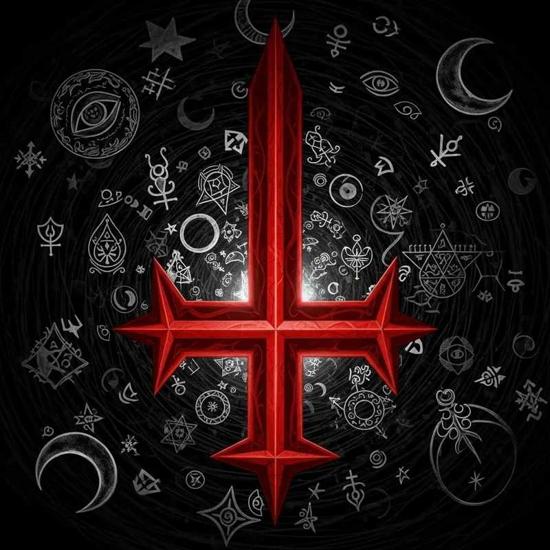 Gothic Art: Red Inverted Cross & Occult Symbolism