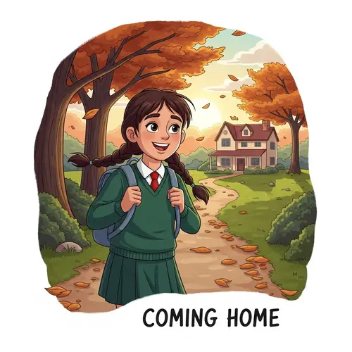 Young Hispanic Student Walking Home in Autumn Village