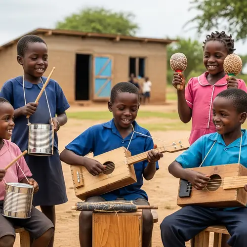 African School Kids' Creative DIY Musical Instruments