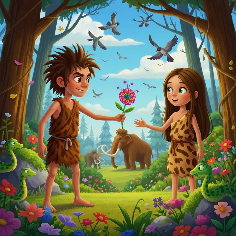 Charming Cro-Magnon Children's Illustration