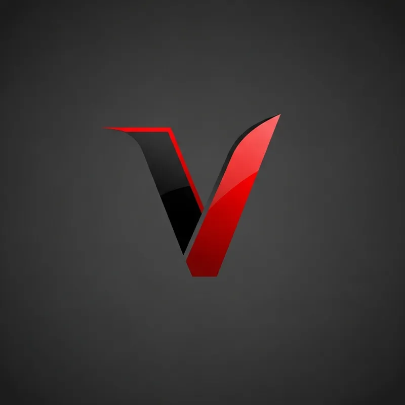 English Letter V Logo in Black and Red Colors